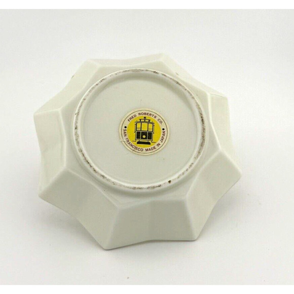 Fred Roberts Company Japan Porcelain octagon ring holder floral with gold rim - Picture 12 of 13